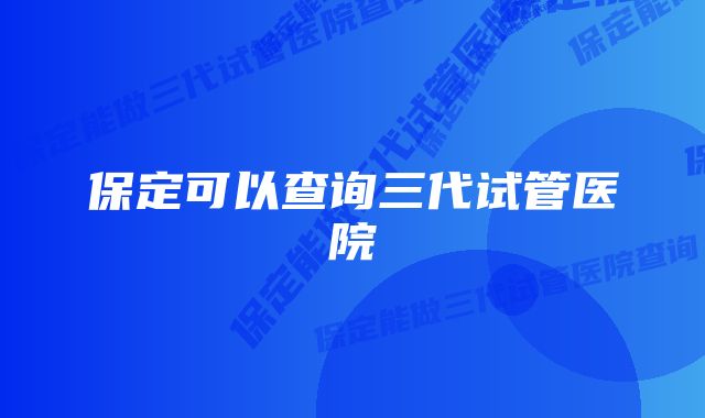 保定可以查询三代试管医院