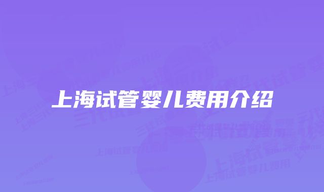 上海试管婴儿费用介绍