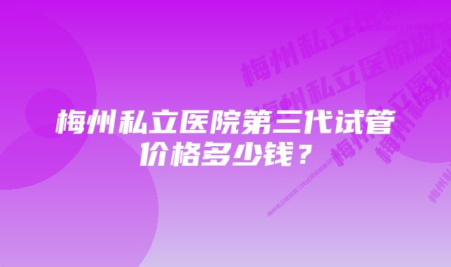 梅州私立医院第三代试管价格多少钱？