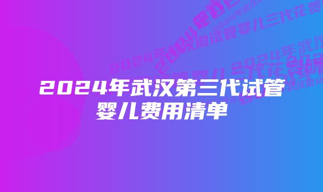 2024年武汉第三代试管婴儿费用清单