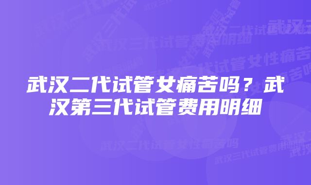 武汉二代试管女痛苦吗？武汉第三代试管费用明细