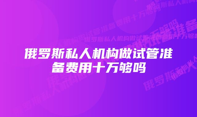 俄罗斯私人机构做试管准备费用十万够吗