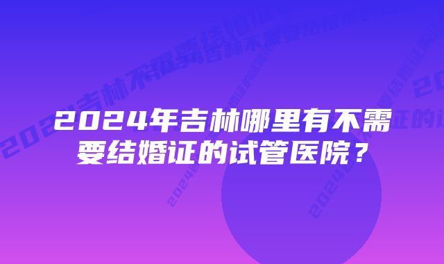 2024年吉林哪里有不需要结婚证的试管医院？