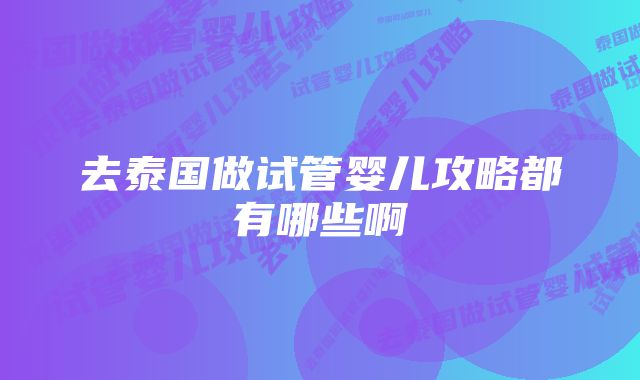 去泰国做试管婴儿攻略都有哪些啊