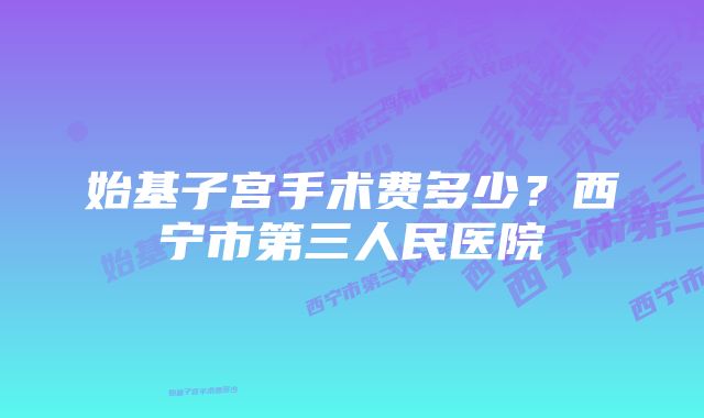 始基子宫手术费多少？西宁市第三人民医院