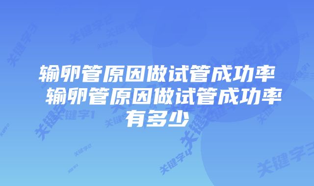 输卵管原因做试管成功率 输卵管原因做试管成功率有多少