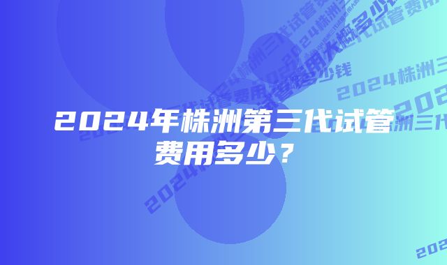 2024年株洲第三代试管费用多少？