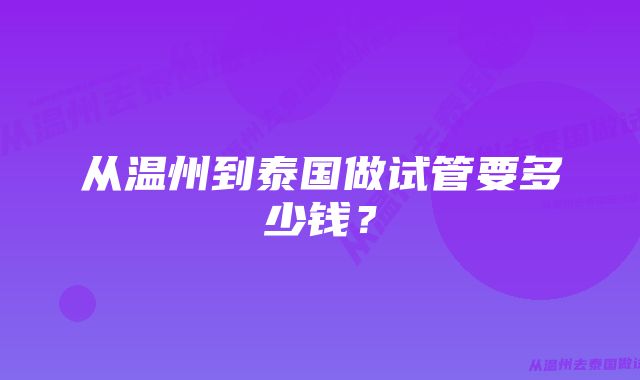 从温州到泰国做试管要多少钱？