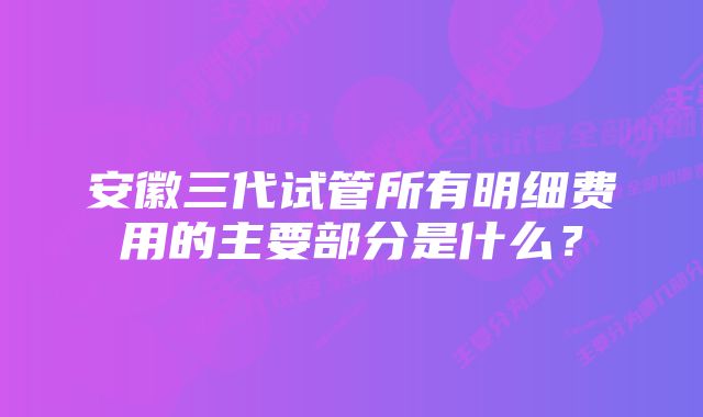 安徽三代试管所有明细费用的主要部分是什么？