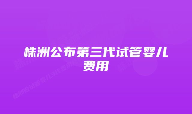 株洲公布第三代试管婴儿费用