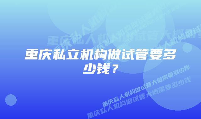 重庆私立机构做试管要多少钱？