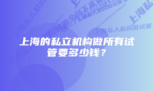 上海的私立机构做所有试管要多少钱？