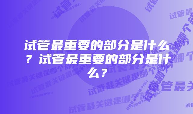 试管最重要的部分是什么？试管最重要的部分是什么？