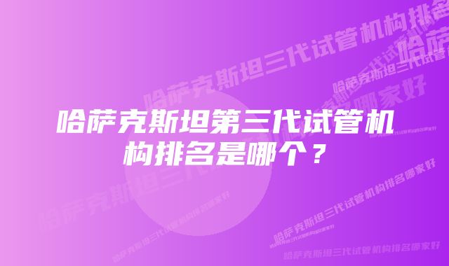 哈萨克斯坦第三代试管机构排名是哪个？