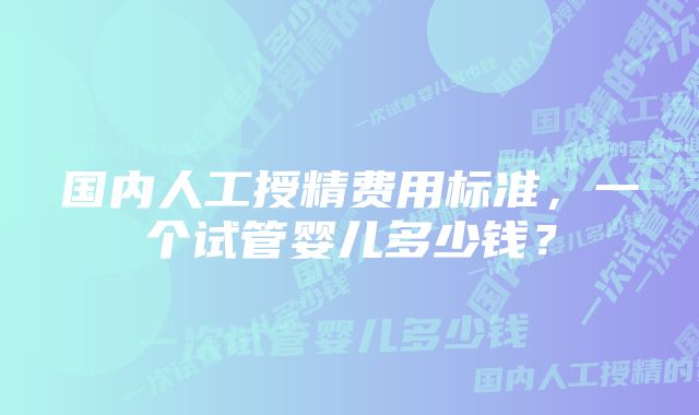 国内人工授精费用标准，一个试管婴儿多少钱？