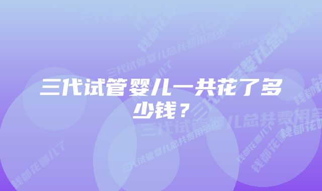 三代试管婴儿一共花了多少钱？