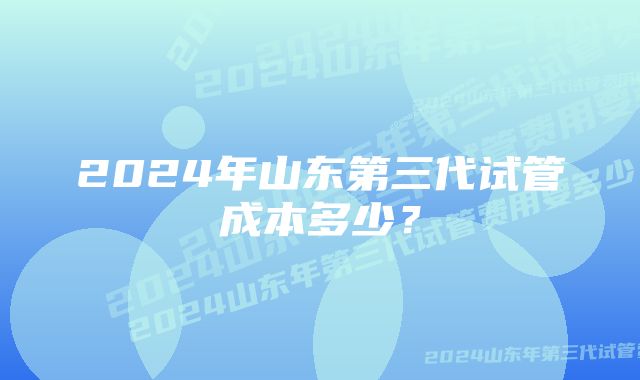 2024年山东第三代试管成本多少？