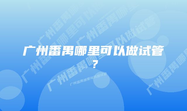 广州番禺哪里可以做试管？