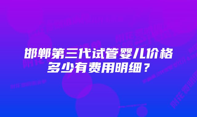 邯郸第三代试管婴儿价格多少有费用明细？