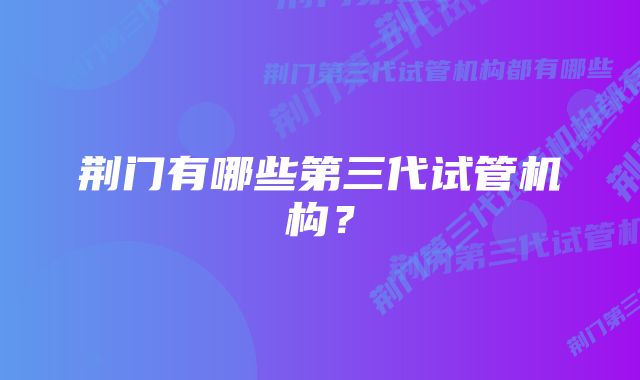 荆门有哪些第三代试管机构？