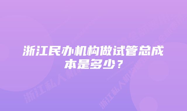 浙江民办机构做试管总成本是多少？