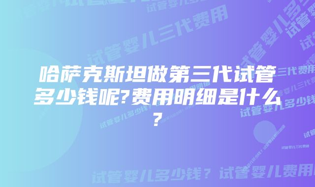 哈萨克斯坦做第三代试管多少钱呢?费用明细是什么?