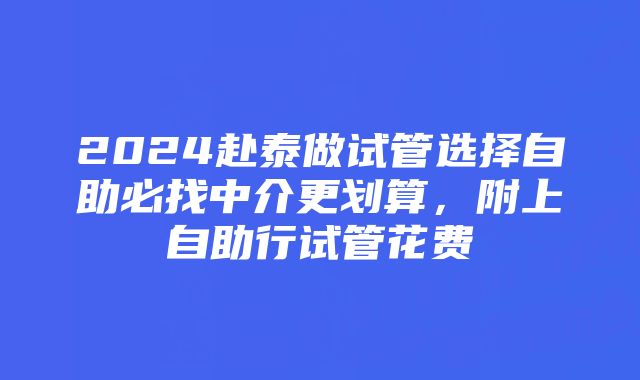 2024赴泰做试管选择自助必找中介更划算，附上自助行试管花费