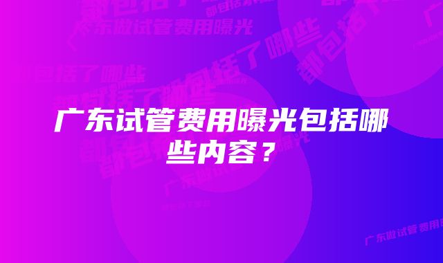 广东试管费用曝光包括哪些内容？