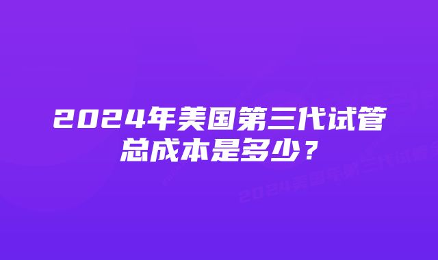 2024年美国第三代试管总成本是多少？