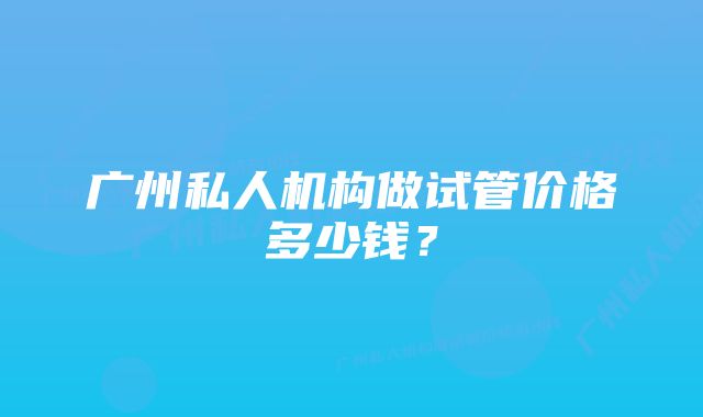 广州私人机构做试管价格多少钱？