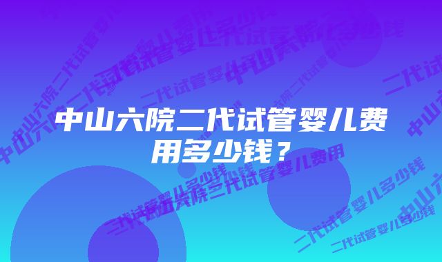 中山六院二代试管婴儿费用多少钱？