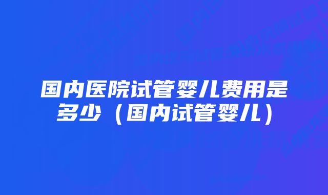 国内医院试管婴儿费用是多少（国内试管婴儿）