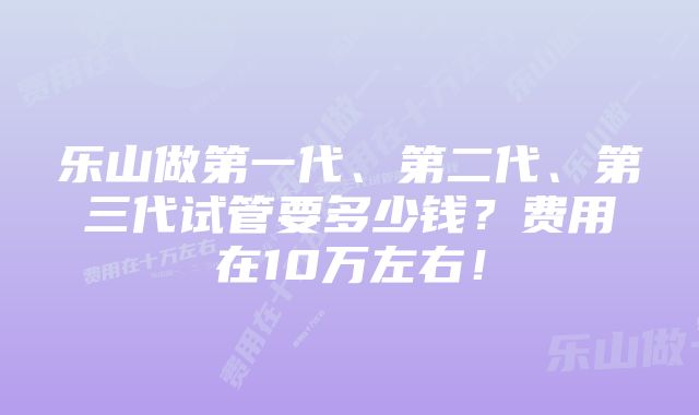 乐山做第一代、第二代、第三代试管要多少钱？费用在10万左右！