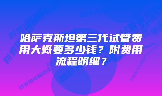 哈萨克斯坦第三代试管费用大概要多少钱？附费用流程明细？