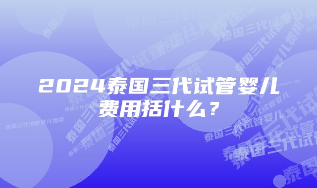 2024泰国三代试管婴儿费用括什么？