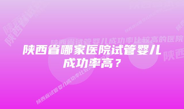 陕西省哪家医院试管婴儿成功率高？