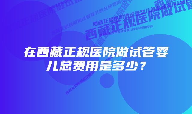 在西藏正规医院做试管婴儿总费用是多少？