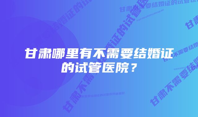 甘肃哪里有不需要结婚证的试管医院？