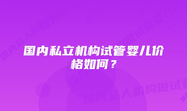 国内私立机构试管婴儿价格如何？