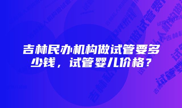 吉林民办机构做试管要多少钱，试管婴儿价格？