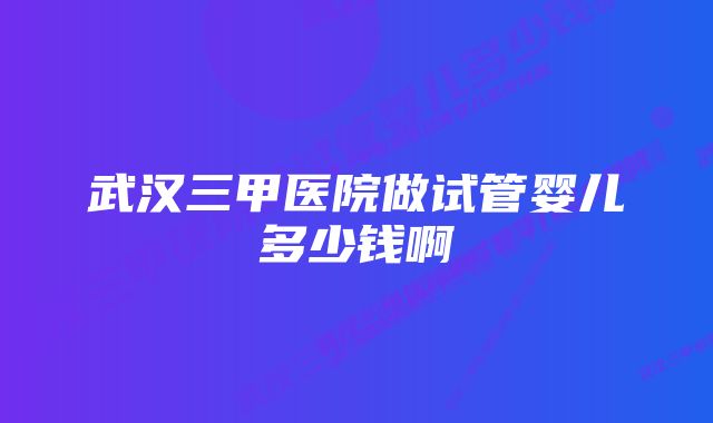 武汉三甲医院做试管婴儿多少钱啊