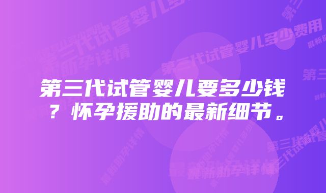 第三代试管婴儿要多少钱？怀孕援助的最新细节。