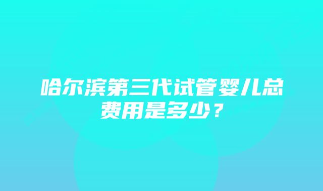 哈尔滨第三代试管婴儿总费用是多少？