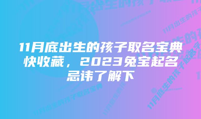 11月底出生的孩子取名宝典快收藏，2023兔宝起名忌讳了解下