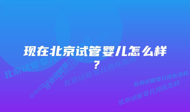 现在北京试管婴儿怎么样？