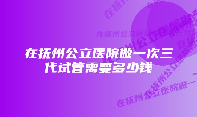 在抚州公立医院做一次三代试管需要多少钱