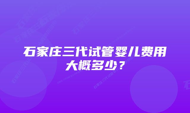 石家庄三代试管婴儿费用大概多少？