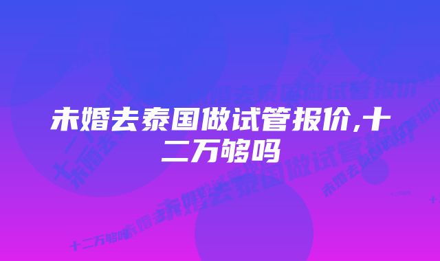 未婚去泰国做试管报价,十二万够吗