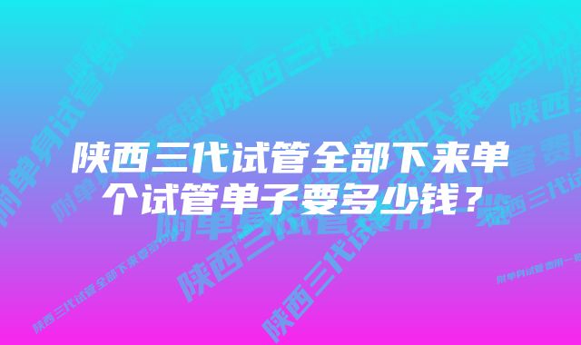 陕西三代试管全部下来单个试管单子要多少钱？