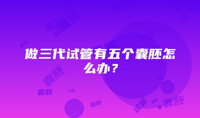 做三代试管有五个囊胚怎么办？